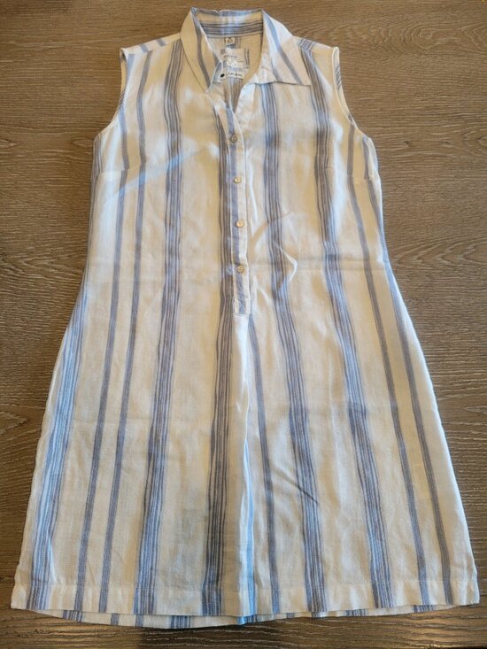 Malvin Dresses & Skirts - MALVIN Hamburg Germany Blue White Striped Linen Ramie Sleeveless Dress US 8